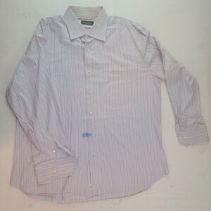Canali Men's Striped Dress Shirt Long Sleeve Button Up Business Formal   44-17.5